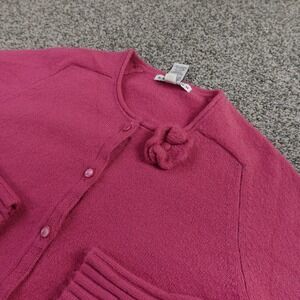VTG Gap Cardigan Womens M Pink Knit Floral Button Front Crewneck Sweater Y2K 00s
